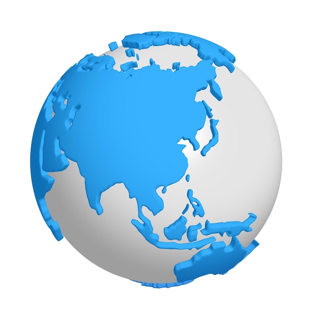 Cartoon planeet Aarde 3D rendering icoon op witte achtergrond