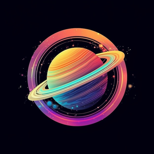 Photo cartoon planets saturn