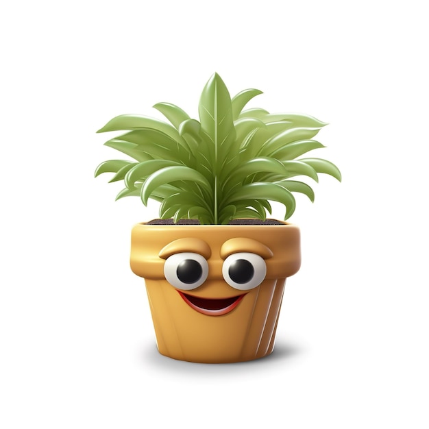 Photo a cartoon plant with eyes and a smile on it