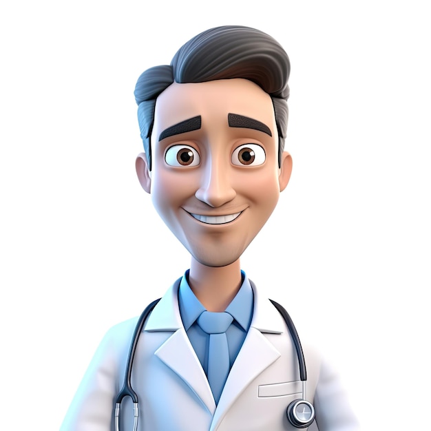 cartoon plasticine 3d avatar online doctor guy isolated on white background