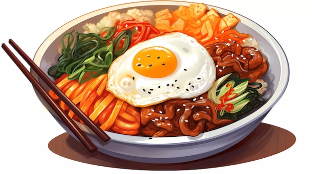 A cartoon of a plate of food with a fried egg on it.