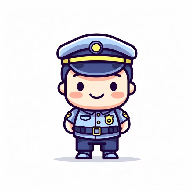顔に笑みを浮かべた制服を着た漫画の警察官生成ai