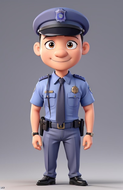 A cartoon of a police man with a hat on his head