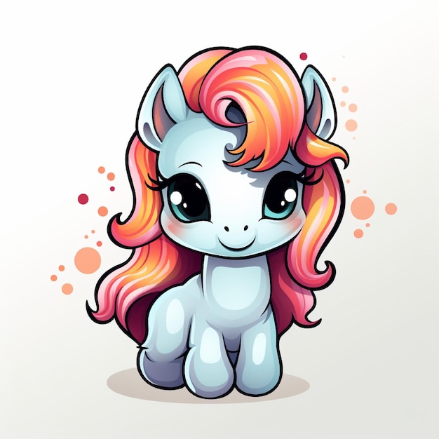 a cartoon of a pony with a colorful mane and the word unicorn on it