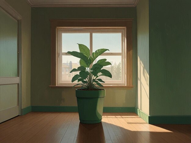 Photo a cartoon of a potted plant in a room