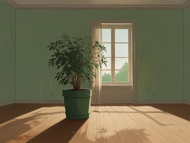 Photo a cartoon of a potted plant in a room