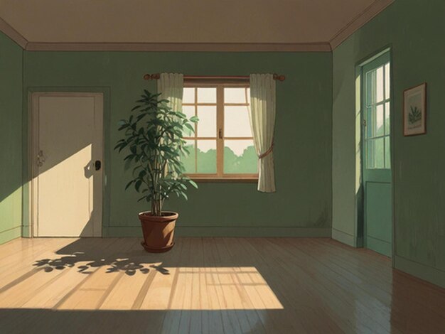 Photo a cartoon of a potted plant in a room