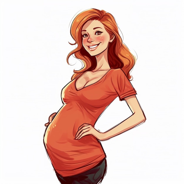 Photo a cartoon of a pregnant woman with a shirt that says'pregnant'on it