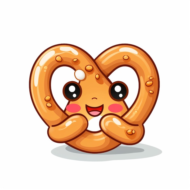 cartoon pretzel with eyes and a smile on its face generative ai