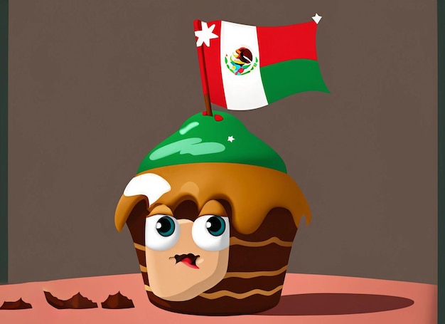 Cartoon pudding with mexico flag