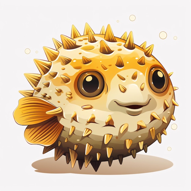 Photo a cartoon of a puffer fish