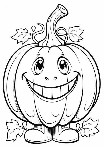 A cartoon pumpkin with a big smile on its face generative ai