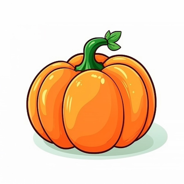 A cartoon pumpkin with a green stem on top generative ai