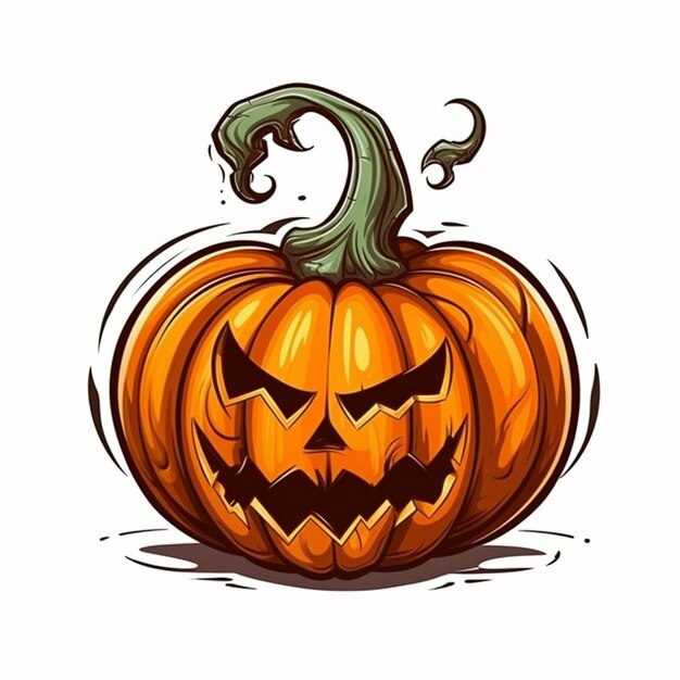 a cartoon pumpkin with a scary face on it generative ai