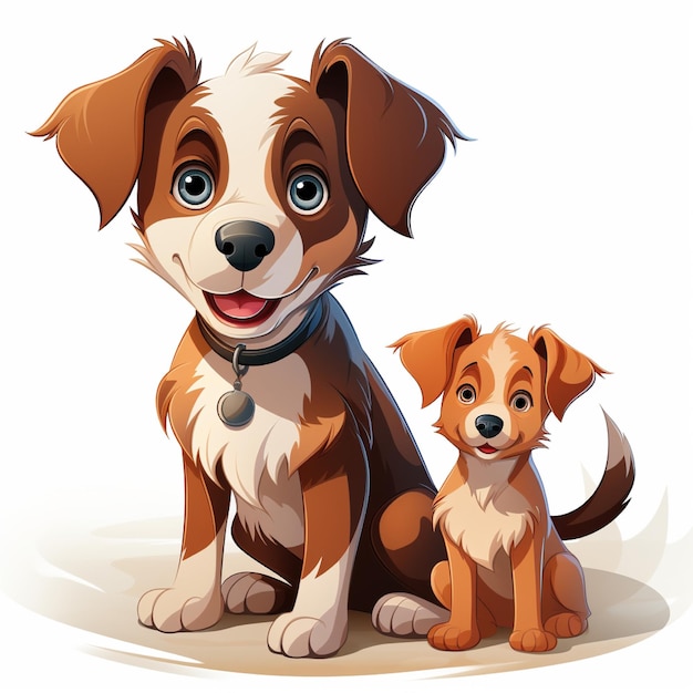 Foto cartoon puppy illustratie vader en zoon