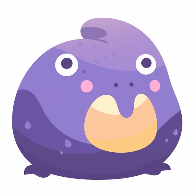 cartoon purple bird with yellow beak and eyes and a yellow nose generative ai