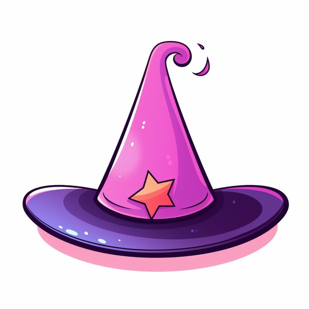 cartoon purple witch hat with star on top generative ai