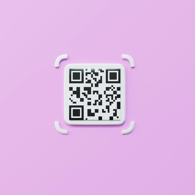 Cartoon QR-code voor betaling of certificering valideren 3D render illustratie