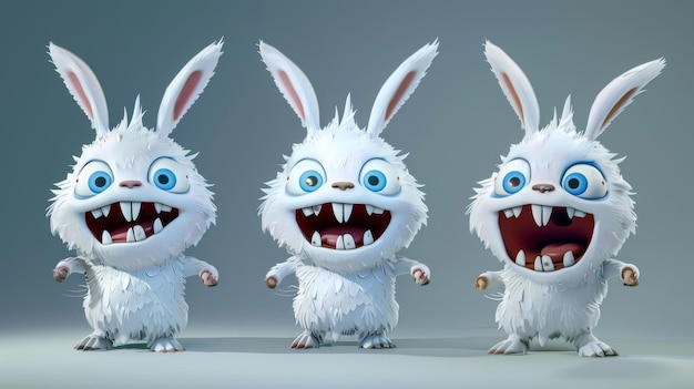 Photo cartoon rabbit monster 3d rendering with ai