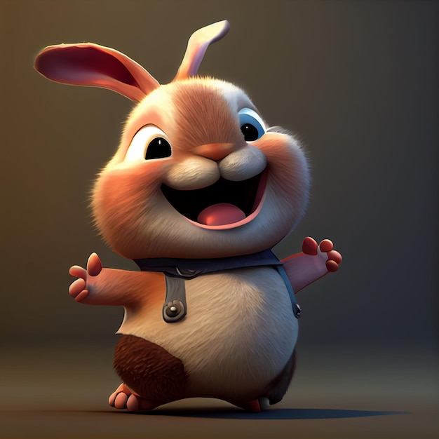 A cartoon rabbit with a vest that says'happy easter'on it