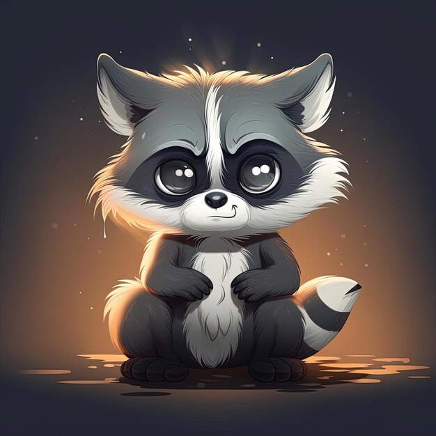 a cartoon raccoon is crying in the style of light silver and dark gray