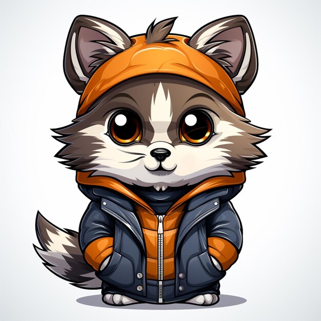 cartoon raccoon in a jacket and hat generative ai
