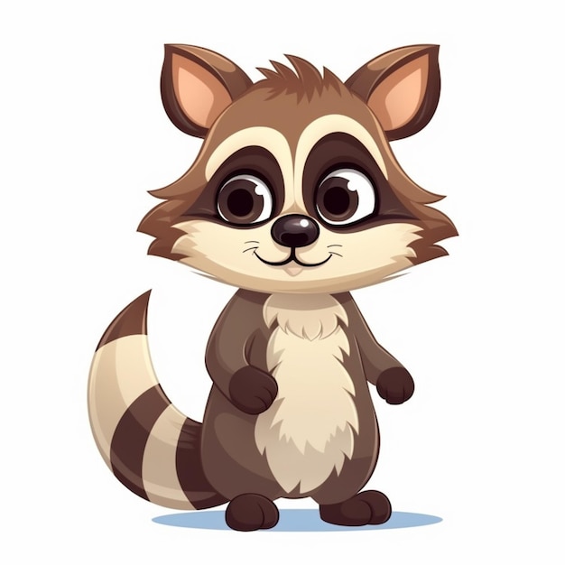 Photo cartoon raccoon with big eyes and a big nose generative ai