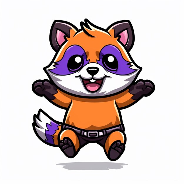 cartoon raccoon with purple mask and black belt generative ai