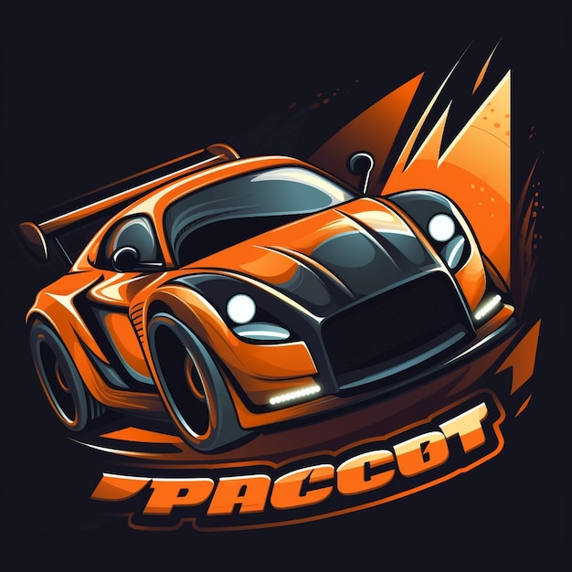 Cartoon raceauto-logo voor een gaming-merk