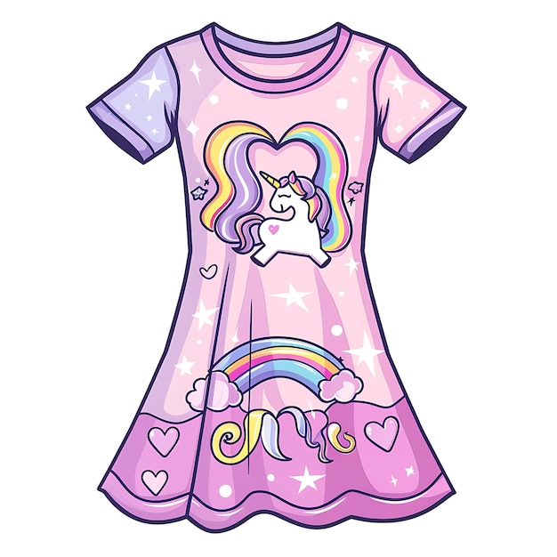 a cartoon of a rainbow dress with a rainbow on the front