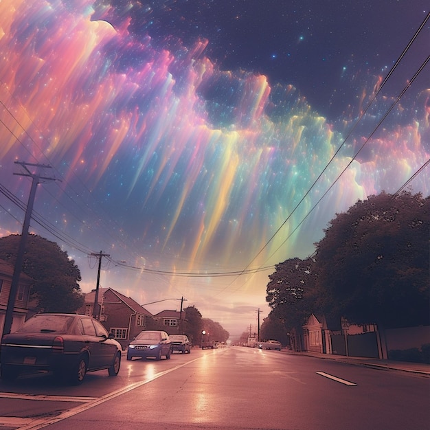 cartoon rainbow sky