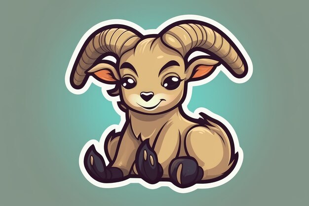 Photo a cartoon ram with a green background