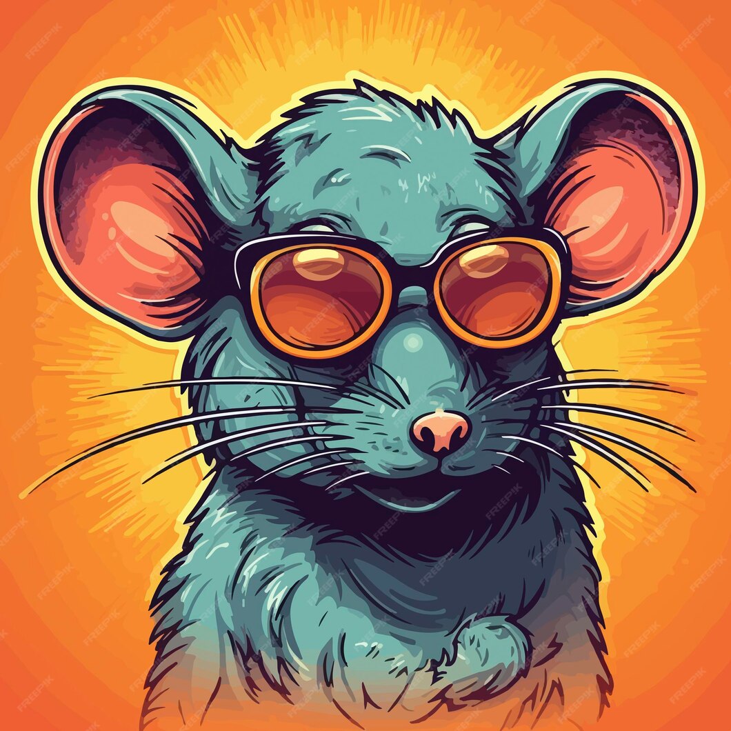 Premium Photo | A cartoon rat wearing sunglasses and a yellow background.