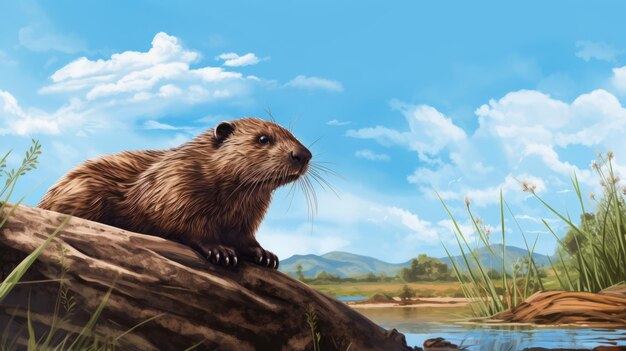 Cartoon Realism Beaver Of The St Luke River Wallpaper