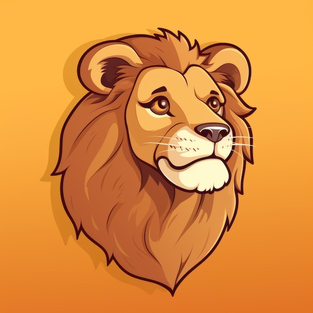 Cartoon Realism Vibrant Lion Head Vector Illustration