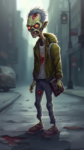 Cartoon Realism Zombie In The Street