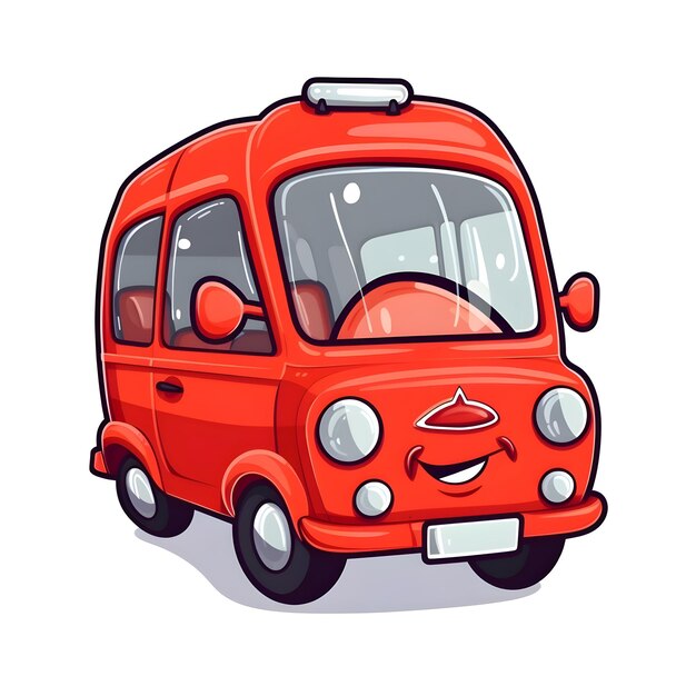 Cartoon red car on a white background Vector illustration for your design