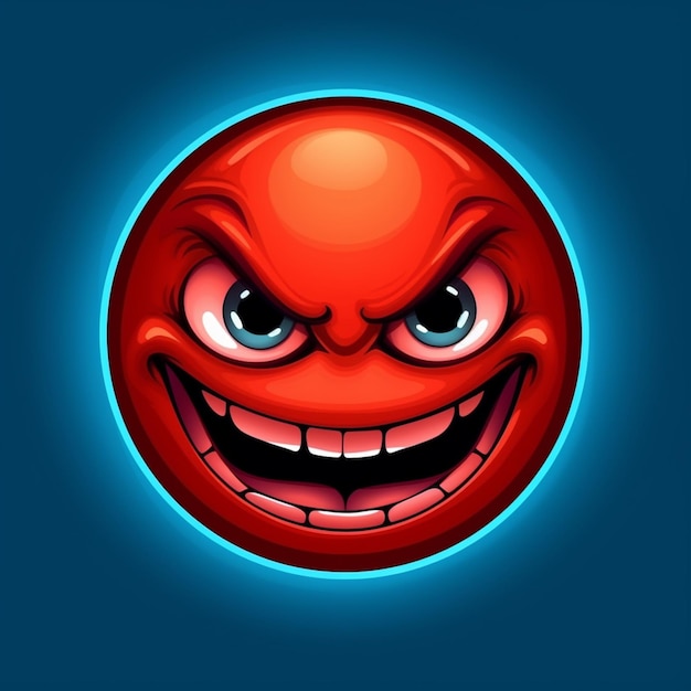 cartoon red devil face with glowing eyes and fangs generative ai