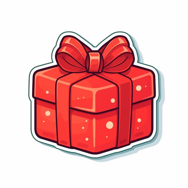 Photo cartoon red gift box with a bow and ribbon on top generative ai