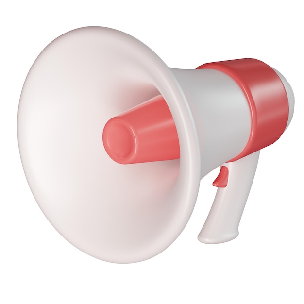 Cartoon red loudspeaker 3D realistic icon Marketing time concept