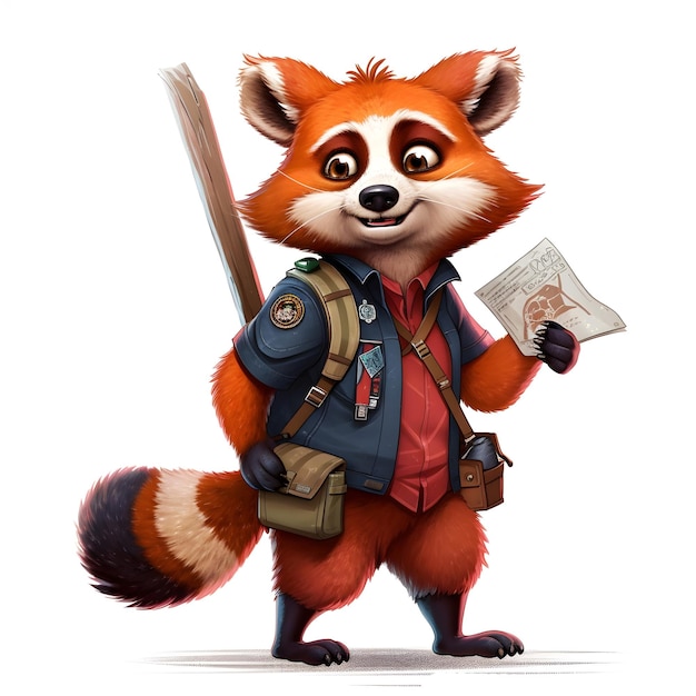 A cartoon of a red panda