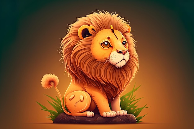 Cartoon representation of a cute lion animal and nature icon design