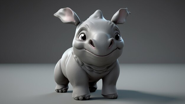 A cartoon rhino with a big smile