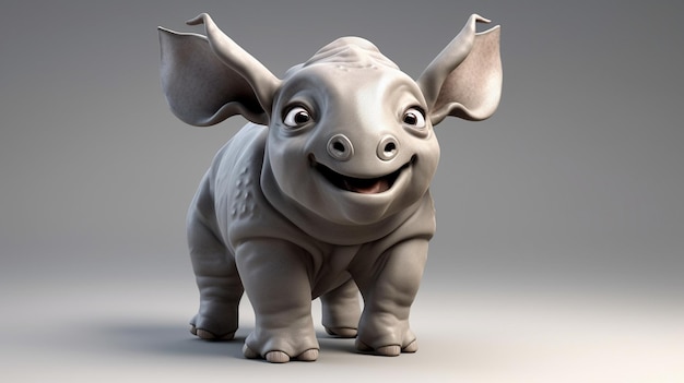 Мультяшный носорог с большим носом и большим носом.