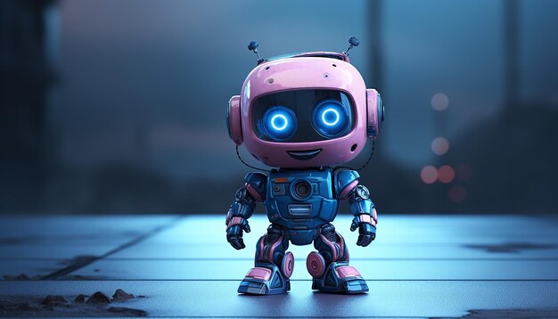 Cartoon robot character image in the style of unreal engine