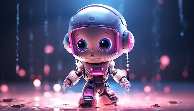 Cartoon robot character image in the style of unreal engine