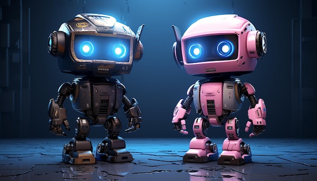 Cartoon robot character image in the style of unreal engine