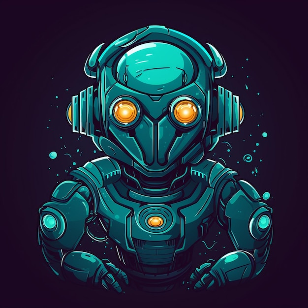 Cartoon robot logo for a gaming brand