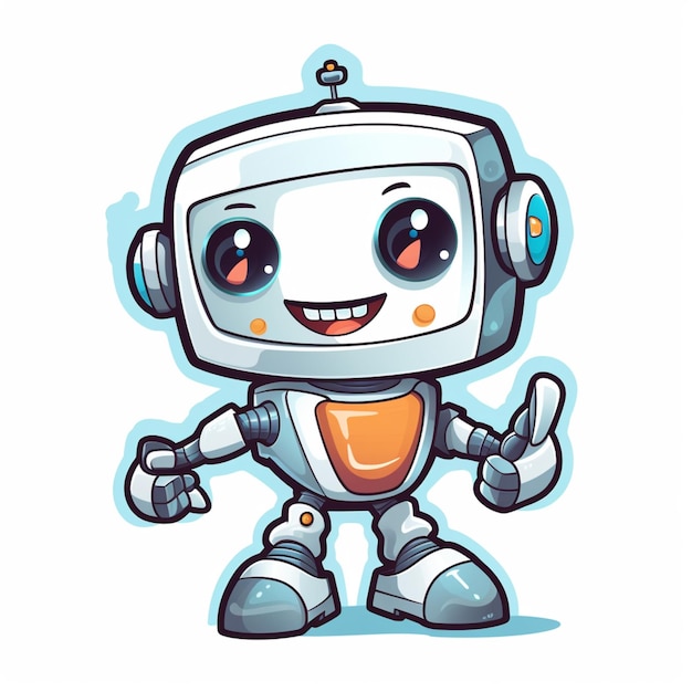 Foto cartoon robot met duimen omhoog en een grote glimlach generatieve ai