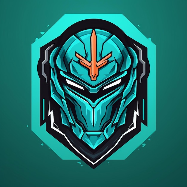 Cartoon robot warrior logo for a gaming brand